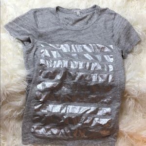 J.  Crew silver striped tee sz M